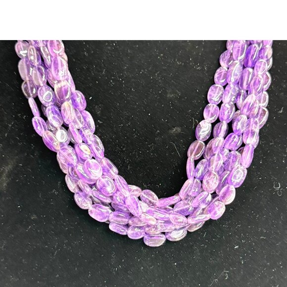 VTG Amethyst Multi Strand Silver Filigree Statement Necklace Intricate Metalwork - Picture 2 of 9
